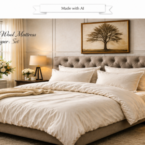 ECO Pure wool mattress topper with organic cotton fabric handcrafted in the USA